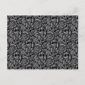 Elegant Black en Silver Damask Floral Pattern Briefkaart (Voorkant)