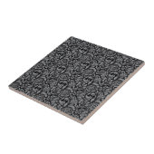 Elegant Black en Silver Damask Floral Pattern Tegeltje (Zijkant)
