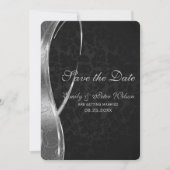 Elegant Black en Silver Damask-Save the Date Kaart (Voorkant)