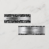 Elegant Black en Silver Damaskers Mini Visitekaartje (Voorkant / Achterkant)
