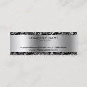 Elegant Black en Silver Damaskers Mini Visitekaartje (Achterkant)