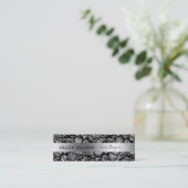 Elegant Black en Silver Damaskers Mini Visitekaartje (Staand voorkant)