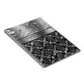 Elegant Black en Silver Floral Damaslades Lace Notitieboek (Rechterzijde)