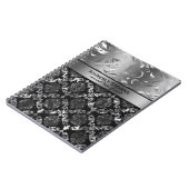 Elegant Black en Silver Floral Damaslades Lace Notitieboek (Linkerzijde)