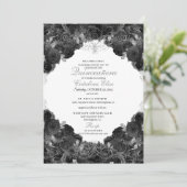 Elegant Black en Silver Floral Quinceanera Kaart (Staand voorkant)
