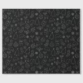 Elegant Black en Silver Foil kerstpatroon Cadeaupapier (Vlak)
