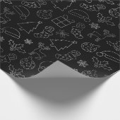 Elegant Black en Silver Foil kerstpatroon Cadeaupapier (Hoek)