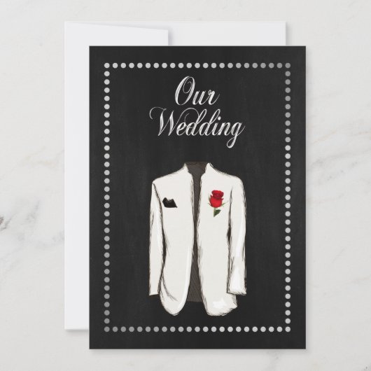 Elegant Black en Silver Gay Wedding Invitation Kaart (Voorkant)