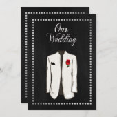 Elegant Black en Silver Gay Wedding Invitation Kaart (Voorkant / Achterkant)