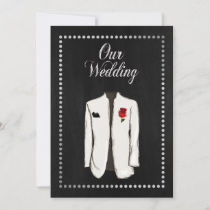 Elegant Black en Silver Gay Wedding Invitation Kaart