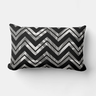 Elegant Black en Silver Geometric Chevron Pattern Kussen