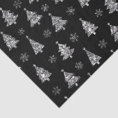 Elegant Black en Silver Glitter-kerstbomen Tissuepapier (Detail)