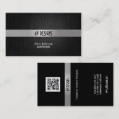 Elegant Black en Silver Graphics Designer Visitekaartje (Voorkant / Achterkant)