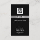 Elegant Black en Silver Graphics Designer Visitekaartje (Achterkant)