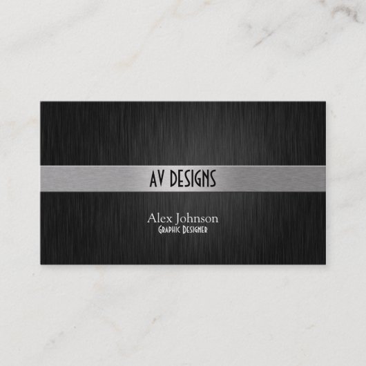 Elegant Black en Silver Graphics Designer Visitekaartje (Voorkant)