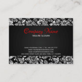 Elegant Black en Silver Grey Floral Damaskers Visitekaartje (Achterkant)