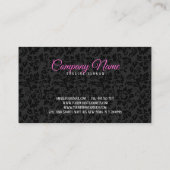 Elegant Black en Silver Grey Floral Damaskers Visitekaartje (Achterkant)