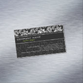 Elegant Black en Silver Grey Floral Damaskers Visitekaartje Magneet (Voorbeeld)