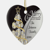 Elegant Black en Silver Kerstmis | Aanpassen Keramisch Ornament (Rechts)