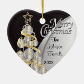 Elegant Black en Silver Kerstmis | Aanpassen Keramisch Ornament (Voorkant)