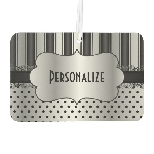 Elegant Black en Silver Pattern | Personaliseren Luchtverfrisser (Achterkant)