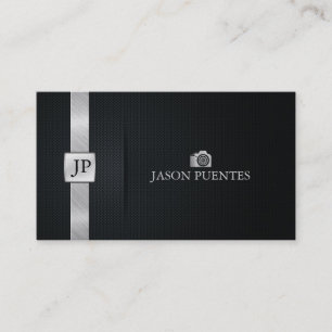 Elegant Black en Silver Professional-fotograaf Visitekaartje