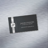 Elegant Black en Silver Professional Visitekaartje Magneet (Voorbeeld)