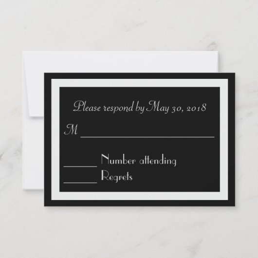 Elegant Black en Silver RSVP (Achterkant)