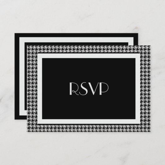 Elegant Black en Silver RSVP (Voorkant / Achterkant)