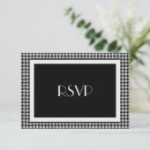 Elegant Black en Silver RSVP Kaartje (Staand voorkant)