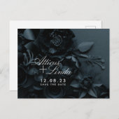 Elegant Black en Silver Save the Date Cards Aankondigingskaart (Voorkant / Achterkant)