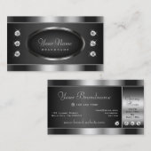 Elegant Black en Silver Sparking Chrome Effect Visitekaartje (Voorkant / Achterkant)
