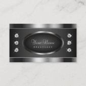 Elegant Black en Silver Sparking Chrome Effect Visitekaartje (Voorkant)