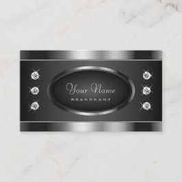 Elegant Black en Silver Sparking Chrome Effect Visitekaartje