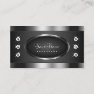 Elegant Black en Silver Sparking Chrome Effect Visitekaartje