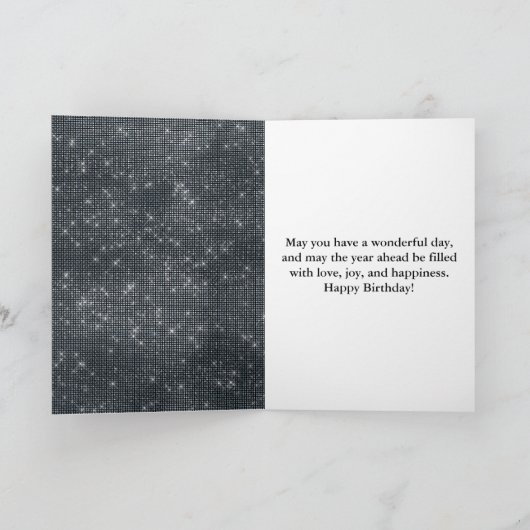 Elegant Black en Silver Sparkle Pattern Birthday Kaart (Binnen)