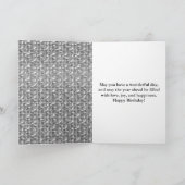 Elegant Black en Silver Square Glitter Birthday Kaart (Binnen)