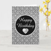 Elegant Black en Silver Square Glitter Birthday Kaart (Gele Bloem)
