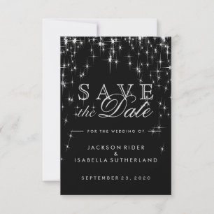 Elegant Black en Silver Starlight - Sla de datum o Save The Date