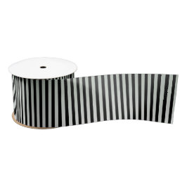 Elegant Black en Silver Stripe Pattern Satijnen Lint