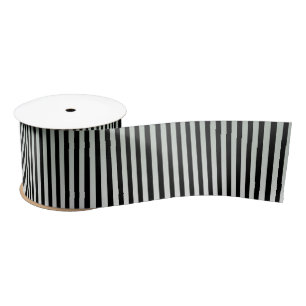 Elegant Black en Silver Stripe Pattern Satijnen Lint