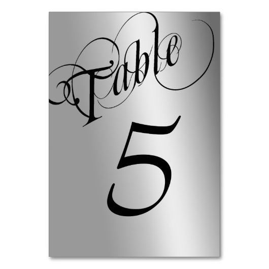 Elegant Black en Silver Table Number Kaarten (Achterkant)