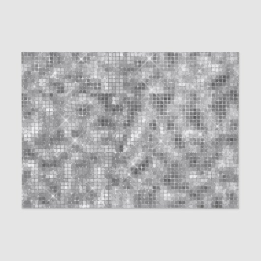 Elegant Black en Silver Tile Glitter Tissuepapier (Voorkant)
