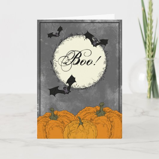 Elegant Black en Sinaasappel Halloween Kaart (Voorkant)