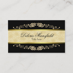 Elegant Black en Tan Damask Visitekaartje