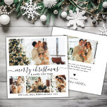 Elegant Black en White 4 Photo Collage Kerstmis Feestdagenkaart<br><div class="desc">Elegant Calligraphy Minimalist Black and White 4 Photo Collage Merry Kerstmis Script Holiday Card. Deze feestelijke, minimalistische sjabloon met vier (4) fotovakantiekaarten is voorzien van een fotocollage en zegt "Vrolijk Kerstfeest en Gelukkig Nieuwjaar"! De tekst met de groet "Merry Kerstmis" is geschreven in een mooi handschrift met de letters zwoerd...</div>