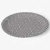 Elegant Black en White Abstract Chevron Pattern Papieren Bordje (Gekanteld)
