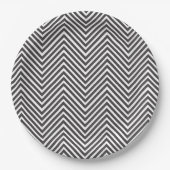 Elegant Black en White Abstract Chevron Pattern Papieren Bordje (Voorkant)