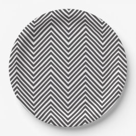 Elegant Black en White Abstract Chevron Pattern Papieren Bordje