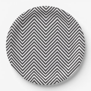 Elegant Black en White Abstract Chevron Pattern Papieren Bordje